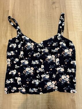 Abercrombie & Fitch Navy Blue Floral Camisole Top Size Medium